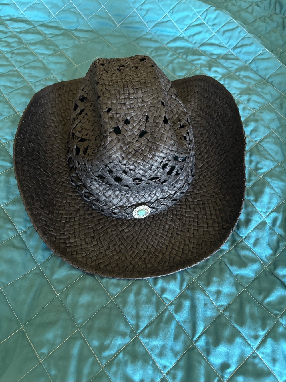 Black Woven Straw like Cowboy Hat - Women’s Fashion Accessory